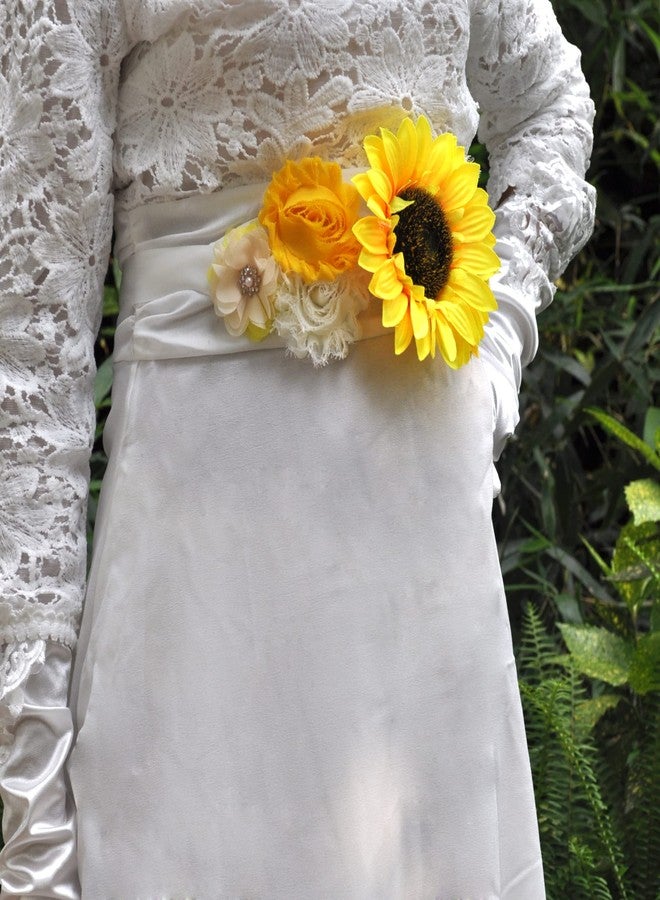 Oyabridal Sunflower Belt & Sash for Maternity Dress & Baby/Bridal Showers (Yellow) - Image 3
